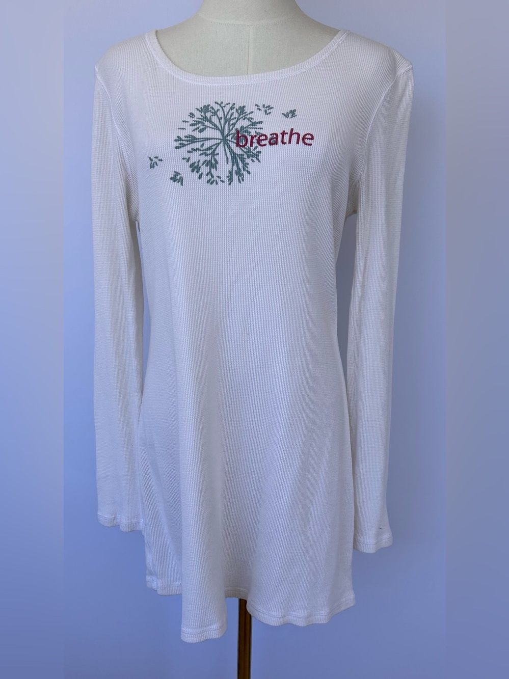 Athleta Women’s Cream Long Sleeve Thermal Waffle Knit Top/Loungewear Size Medium